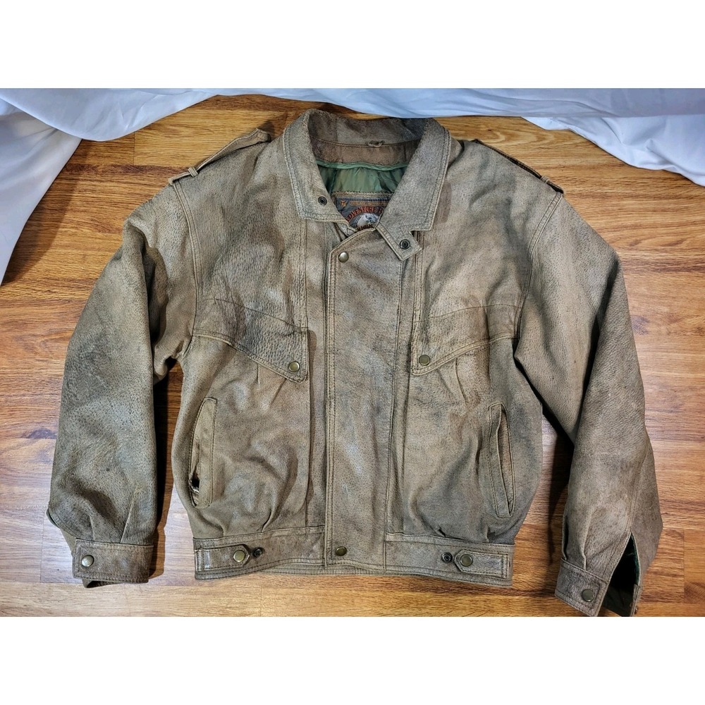 Vintage 90s Adventure Bound Leather Bomber Jacket Thinsulate Sz M